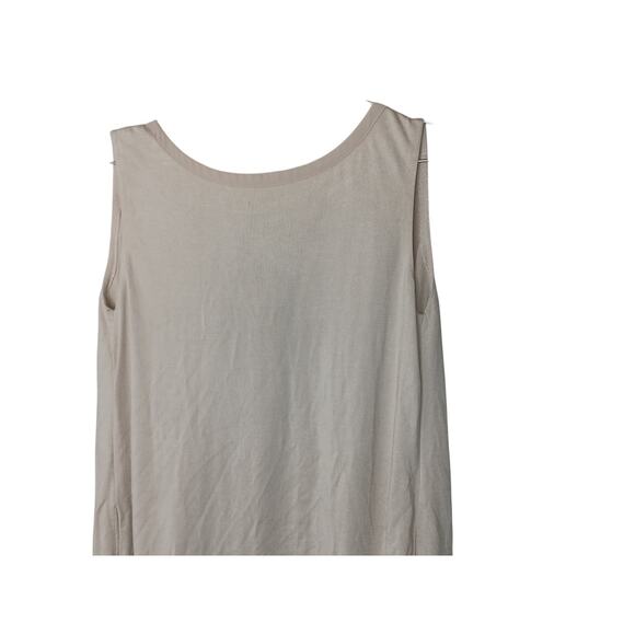 Foxey New York Beige Pleated Front Shift Dress Size 40 Medium Japan Made Pockets - Picture 8 of 14